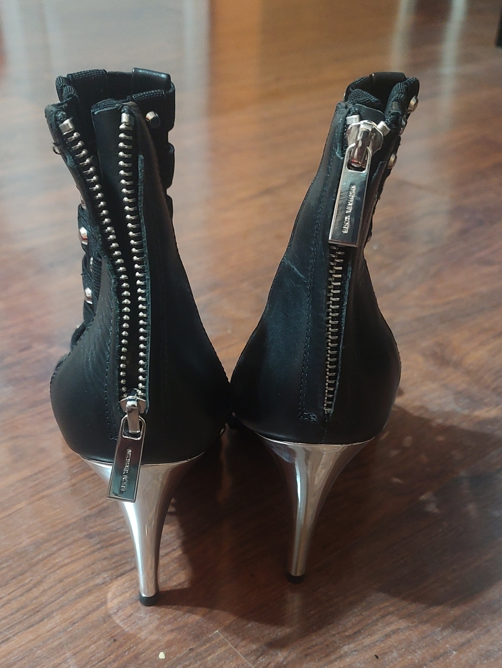 MICHAEL Michael Kors Black Strappy Studded Ankle Booties - Picture 4 of 4